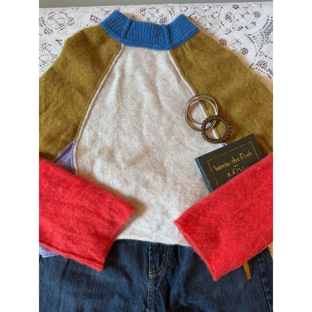 Free People Color Block 100% Cashmere Sweater